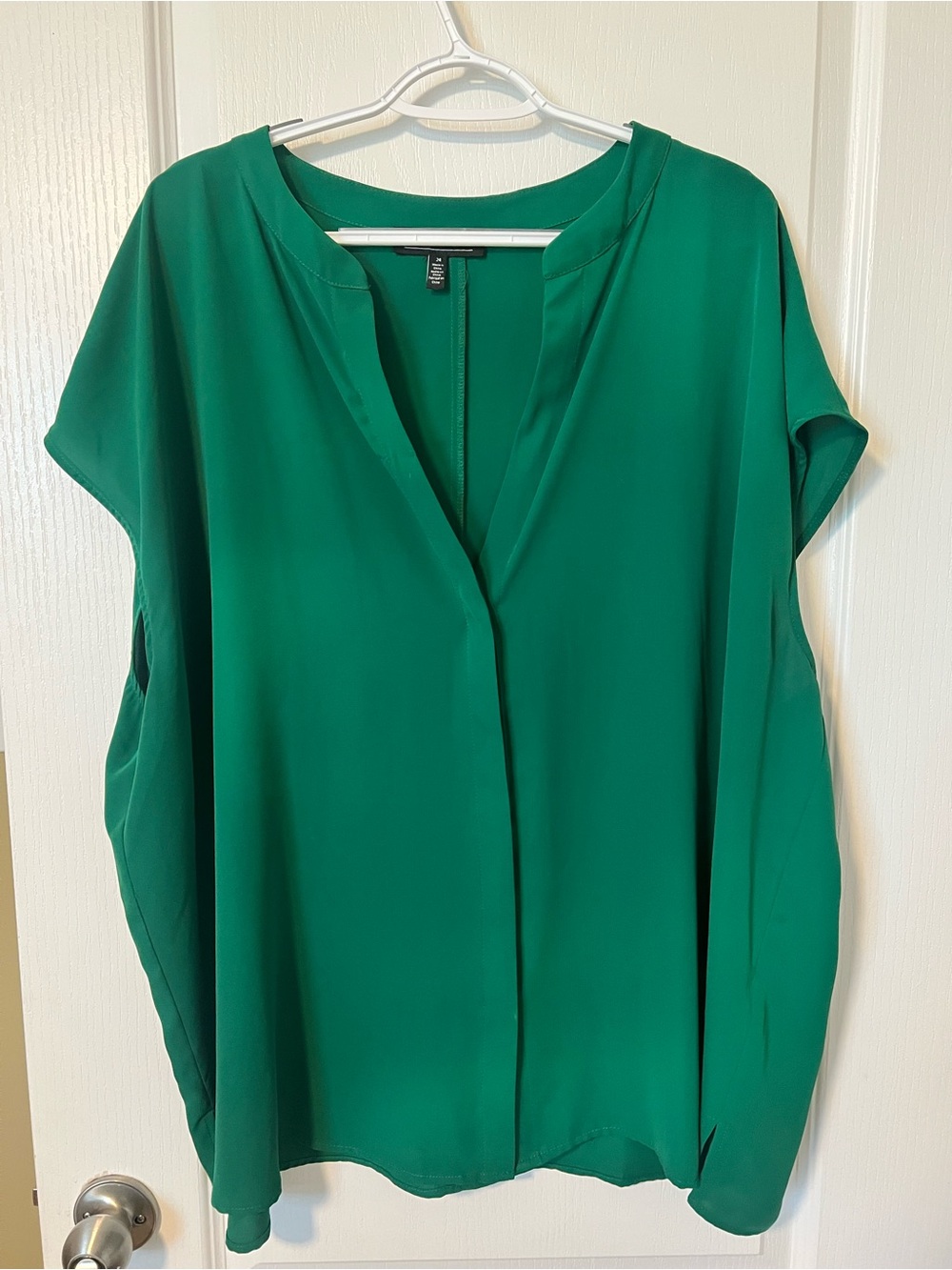 ELOQUII Short-Sleeve Notch Collar Blouse - Rain Forest 24W
